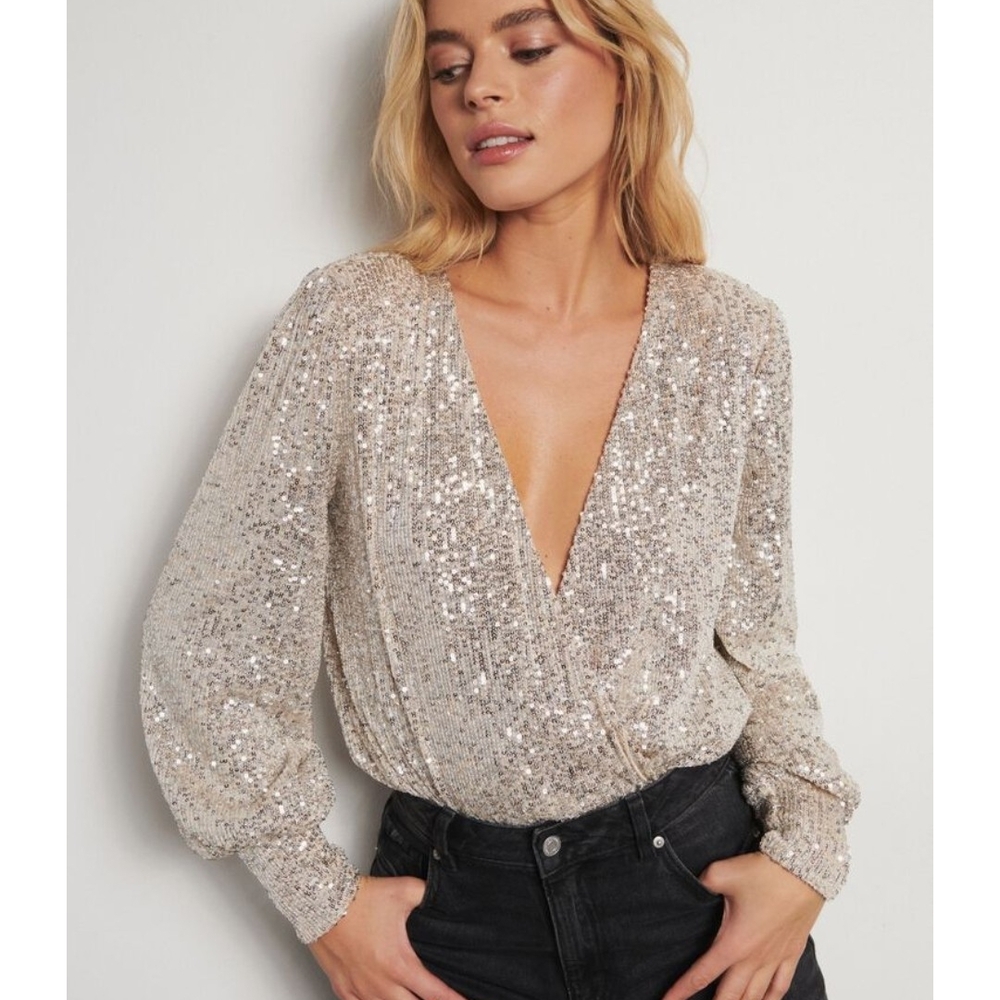 Dynamite Sequins Bodysuit - Champagne - XXS